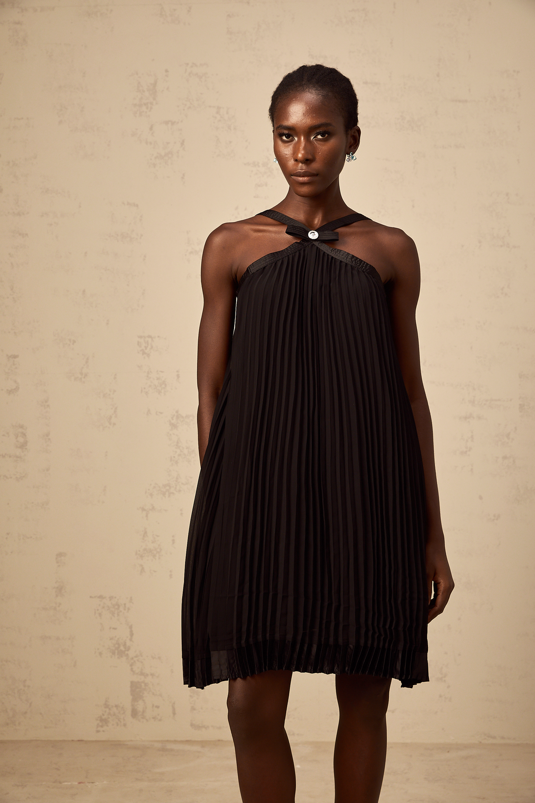 Zelda black bowknot pleated mini dress – Fashionswest