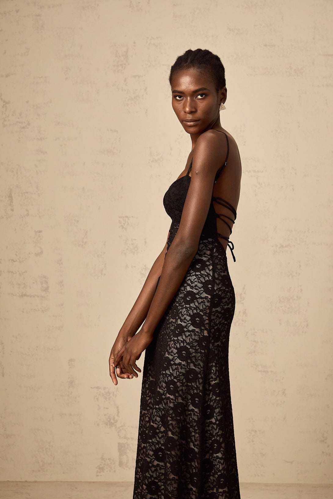 mira lace open back maxi dress in black Lace Open Back Maxi Dress in Black